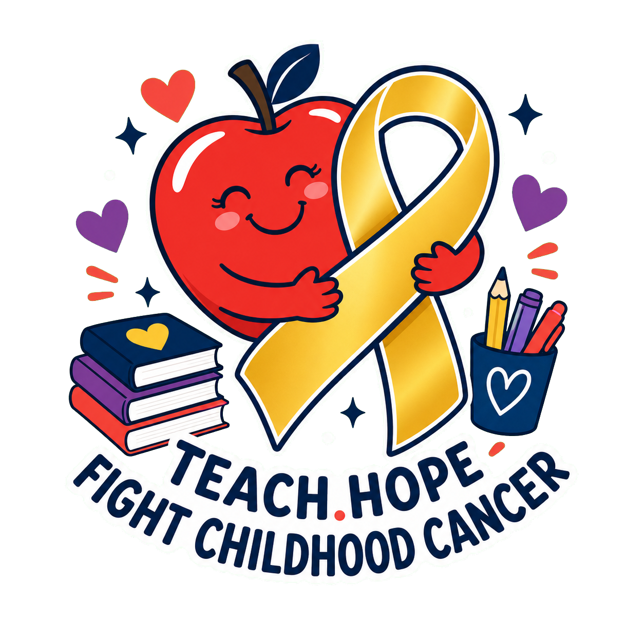 Hopeful teacher childhood cancer awareness design in gold and purple