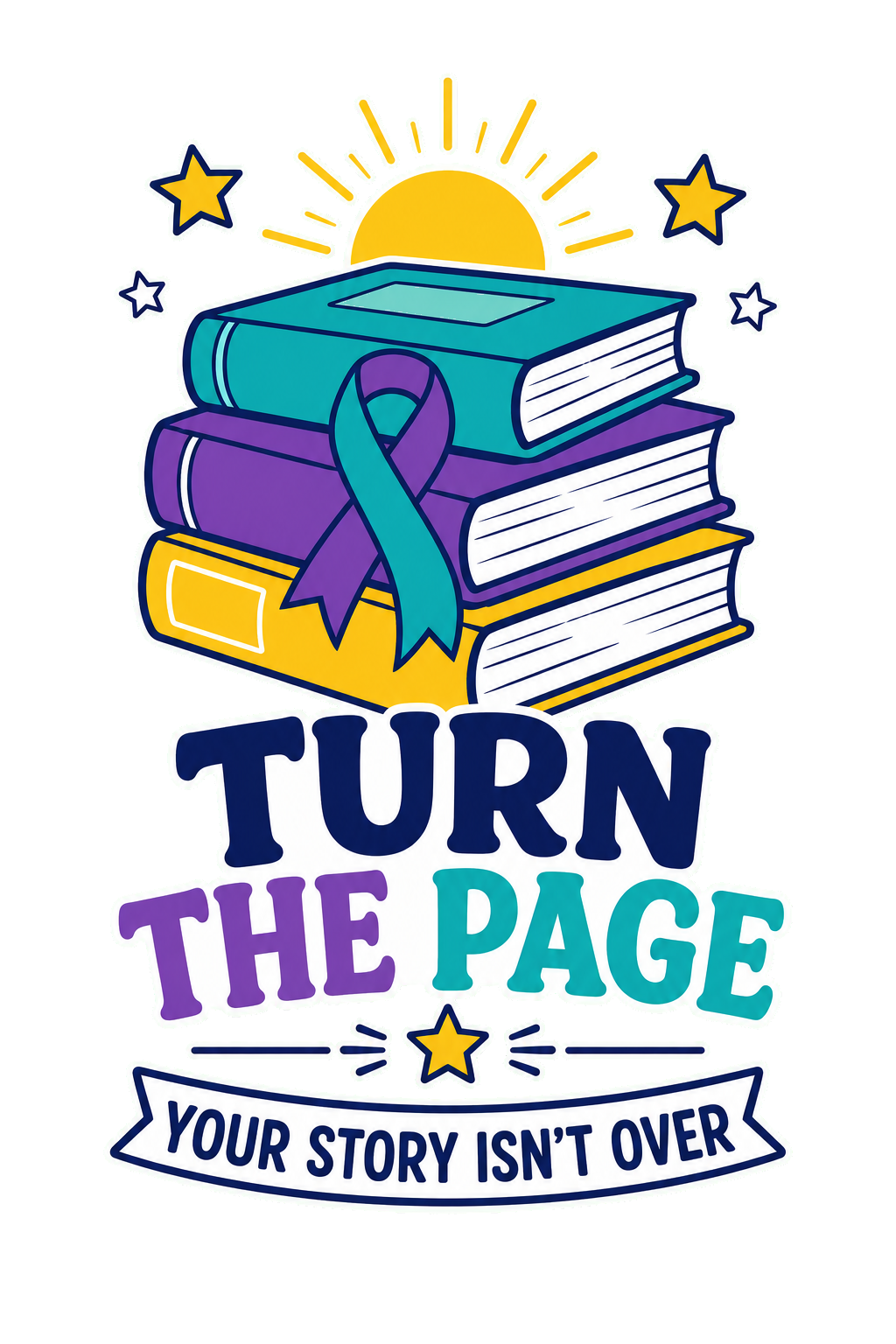 Suicide prevention awareness shirts for teachers and school staff with teal and purple ribbon designs