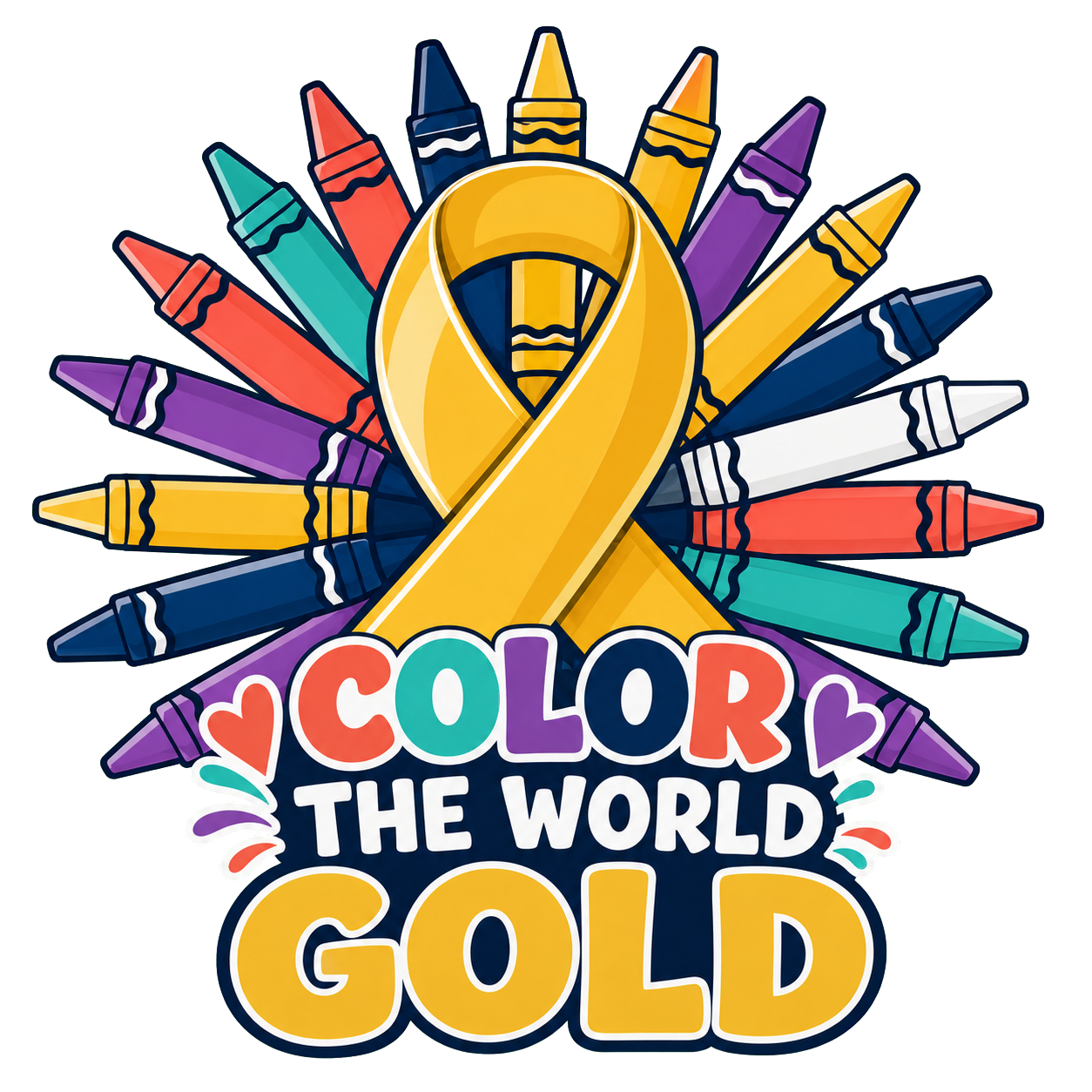 Teachers support childhood cancer awareness gold ribbon design