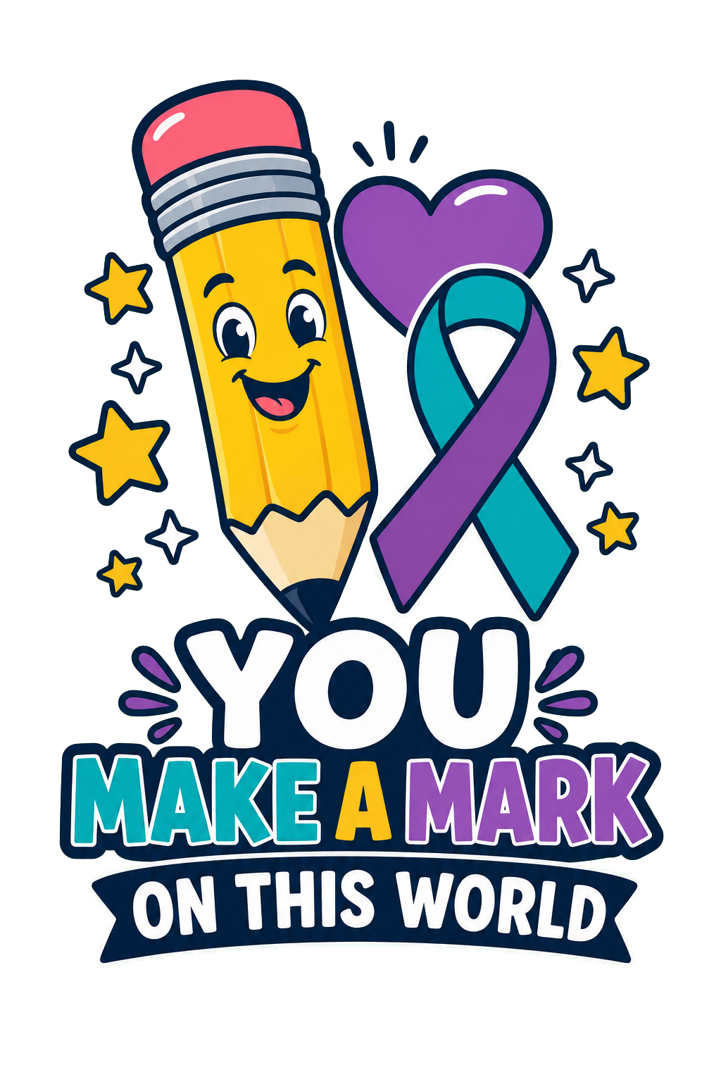 Teal and purple suicide prevention awareness shirt design with an encouraging message of hope