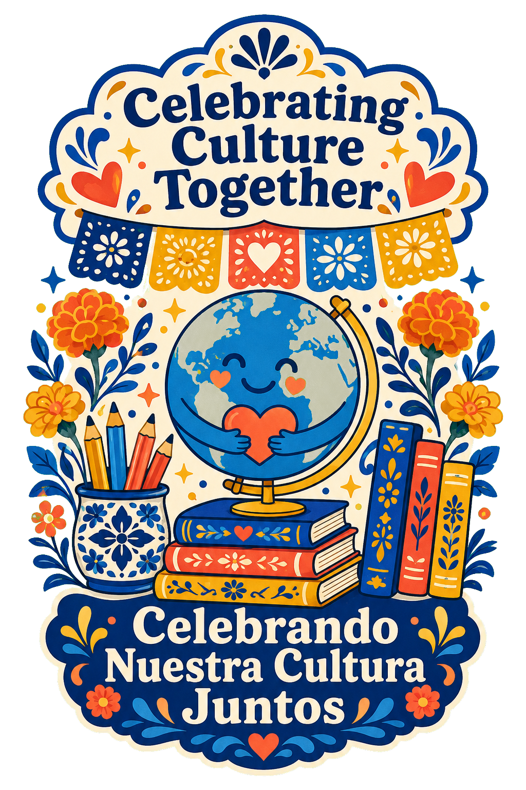 Proud of My Heritage and Orgullo de Mi Herencia bilingual Hispanic Heritage Month shirt design for teachers