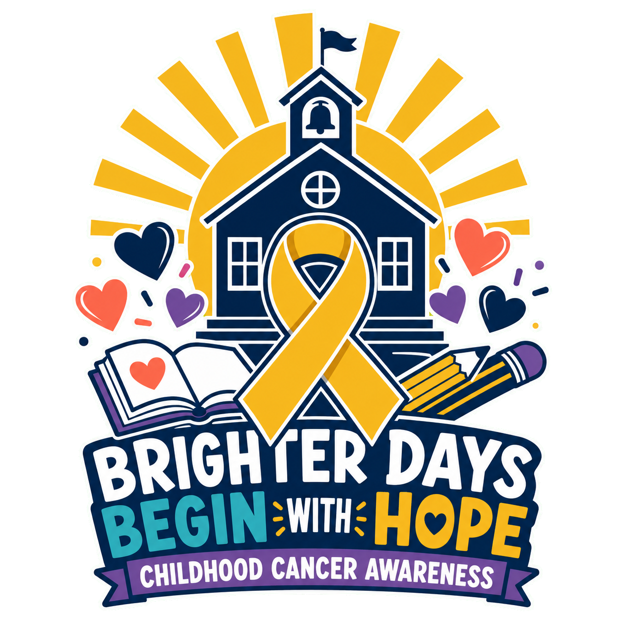 Gold ribbon teacher shirt artwork for childhood cancer awareness