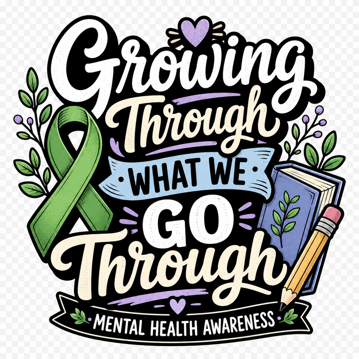 Growing Through What We Go Through mental health awareness design for educators