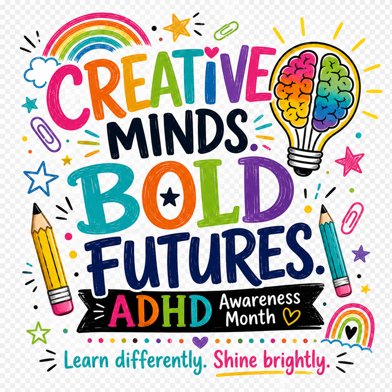Teacher ADHD awareness shirt featuring a colorful Teach Every Mind design