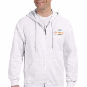 Custom full-zip Hoodie, left-chest view for sports teams