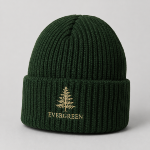 Classic cuffed knit beanie embroidered with a custom business logo