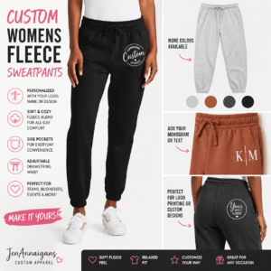 Custom womens fleece sweatpants personalized logo monogram