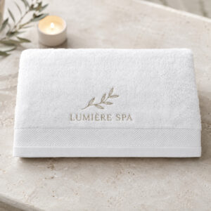 Luxury Embroidered Spa Hand Towels – 16 x 28 Inch in White