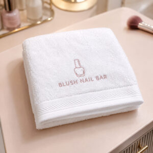 Do It Customs quick dry custom nail salon hand towel white logo example