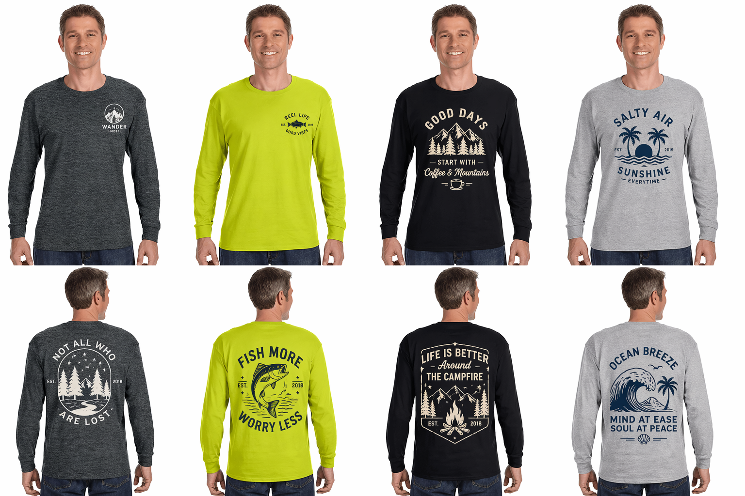 Custom Logo Gildan 5400 Heavy Cotton Long Sleeve T-Shirt, back view for high-visibility workwear
