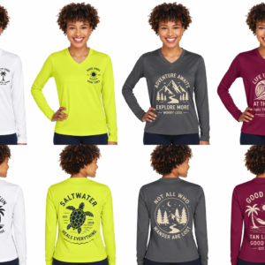 Custom Logo Team 365 Women’s Performance Long Sleeve Shirt, back view for high-visibility workwear
